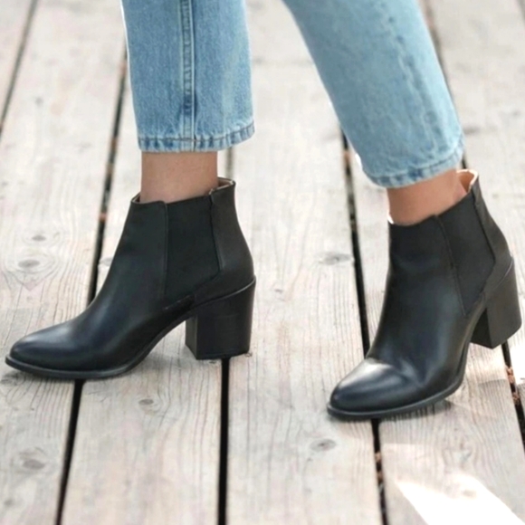 Nisolo Shoes - NISOLO Leather Mexico Black Chelsea Ankle Boot Dress Commute Heel Shoe Women 7.5